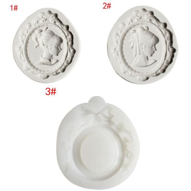 European Vintage Girl Beauty Badge Portrait Frame Liquid Silicone Soft Clay Polymer Clay Epoxy Resin Fondant Cake Mold