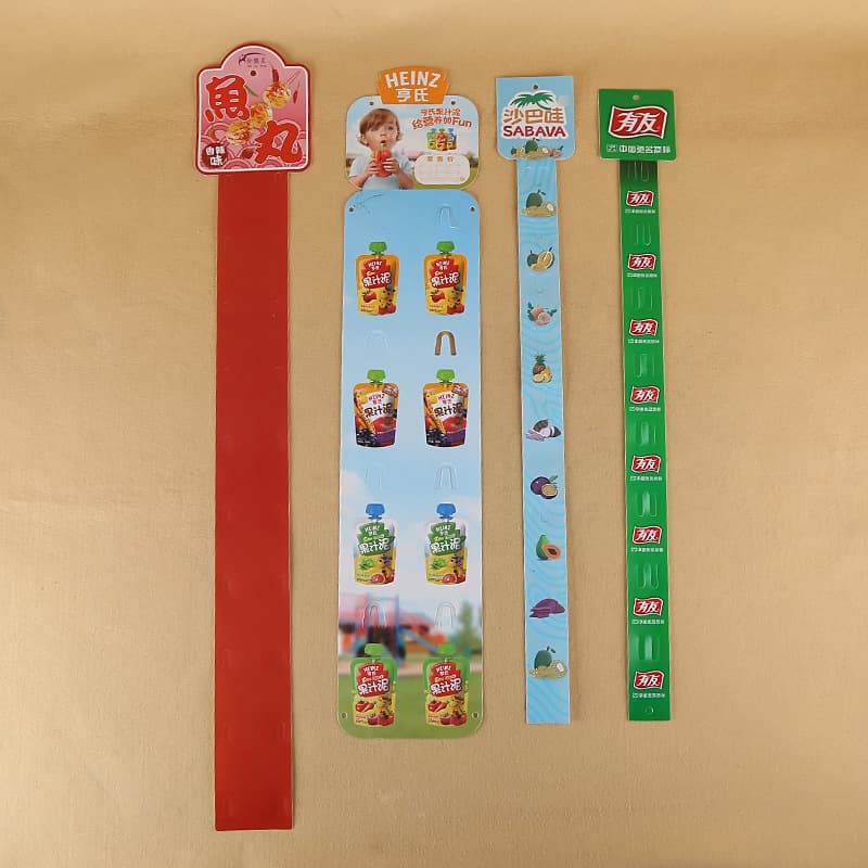 Factory direct sales plastic promotional display hanging strips foldable advertising promotion frosted pp injection molded supermarket hanging strips