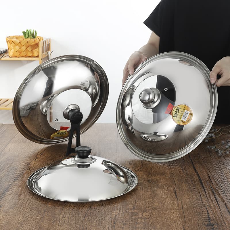 Pot Lid Explosion-Proof Glass Visible Lid, Food-Grade Non-Magnetic Stainless Steel Lid, Wok Flat Bottom Large Pot Lid 30CM-40CM