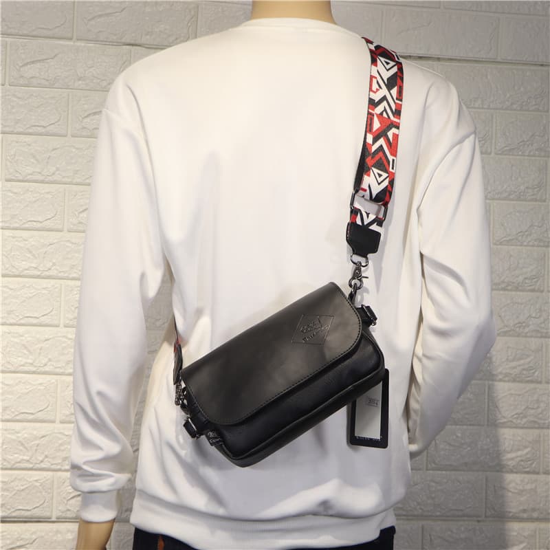 Threebox Korean Japanese Style Trend Ribbon Men's Shoulder Bag Unisex Plaid Crossbody Small Backpack Men's Crossbody Bag