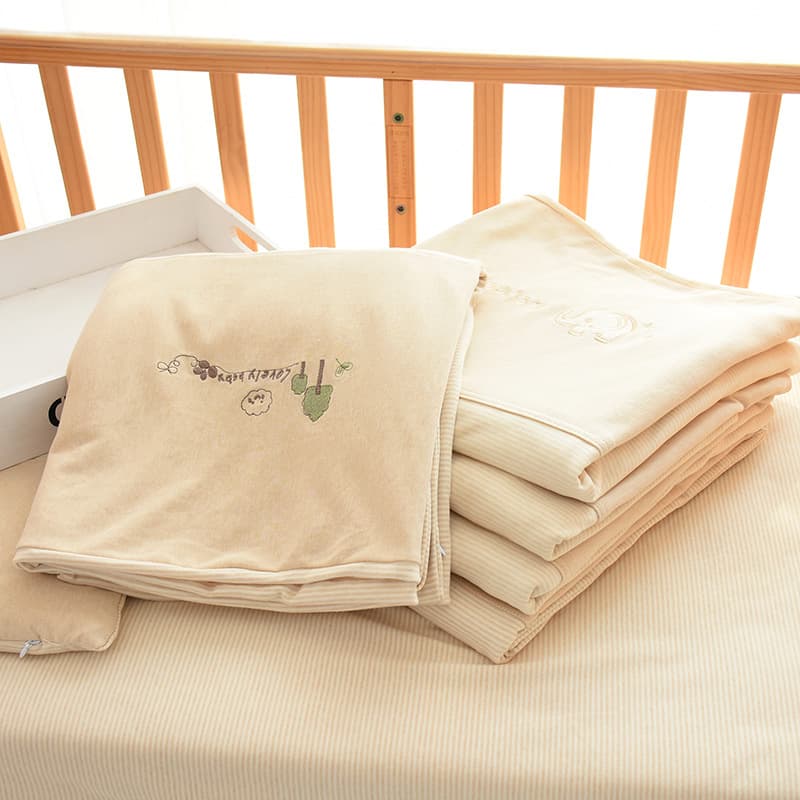 Infant colored cotton embroidered duvet cover, pure cotton for newborns/children, 1.2m/1.5m bed colored cotton quilt cover