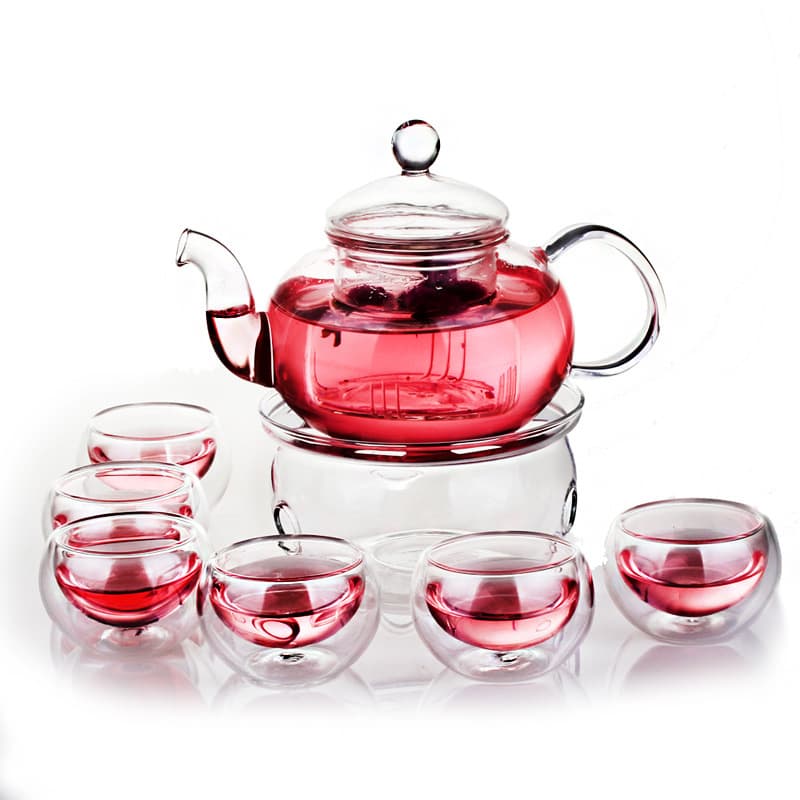 Wholesale heat-resistant glass herbal tea set with filter, Kungfu tea ware as a gift set