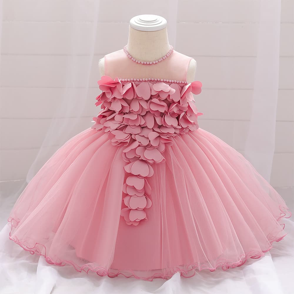 Princess Style Baby Girl Baptism Dress Cotton Blend Full Month Celebration Cake Skirt Design Cute Floral Embellished Gown