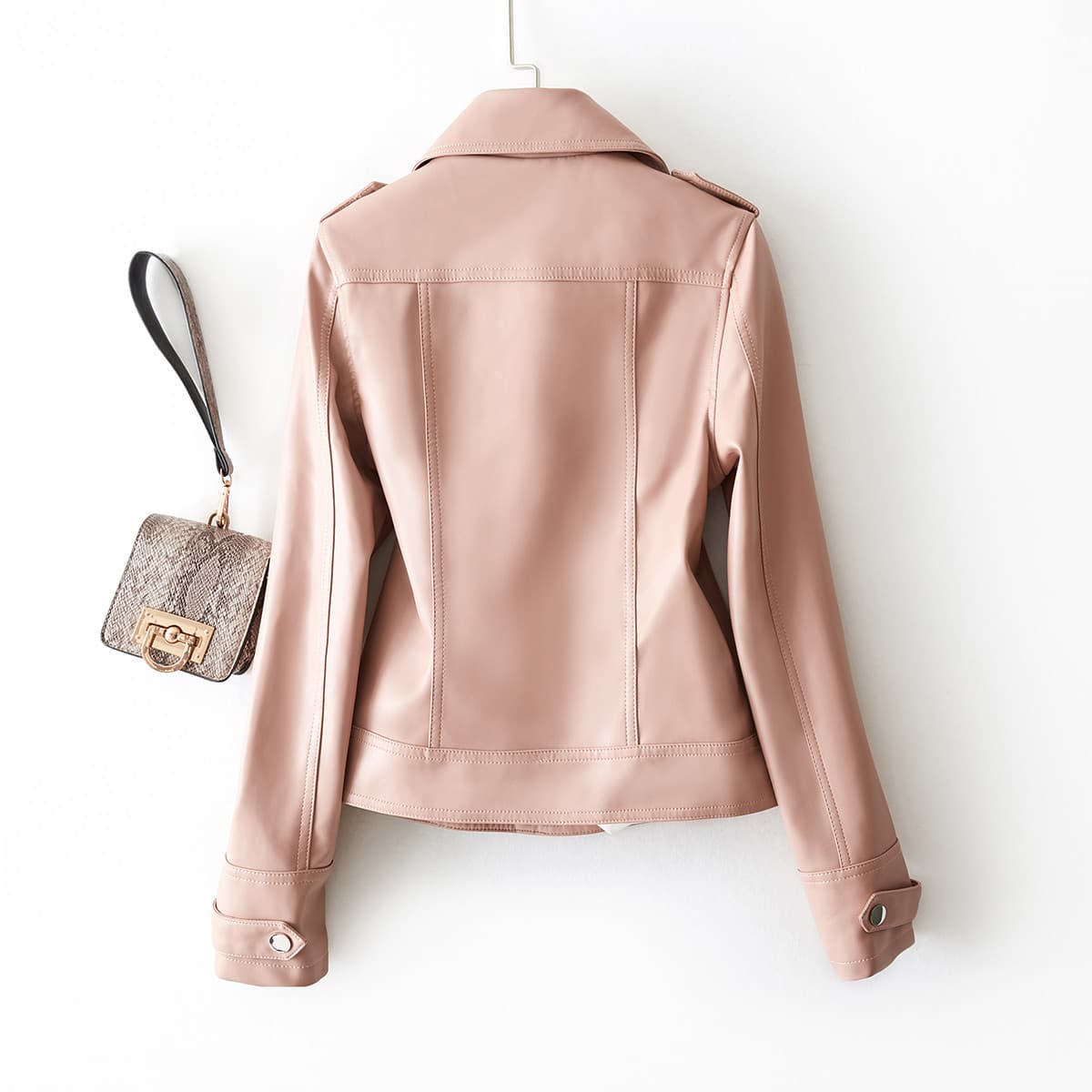 Drop shipping wholesale slim fit plus size leather jacket for women 2026 motorcycle PU jacket short coat