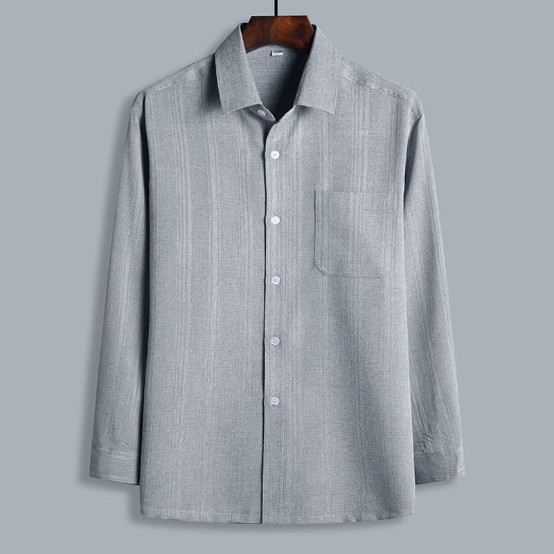 Summer Men's Casual Long-Sleeved Shirts, Loose-Fitting Shirts for Middle-Aged and Elderly Men, Cotton Men's Tops Wholesale, Versatile Loose-Fitting Style