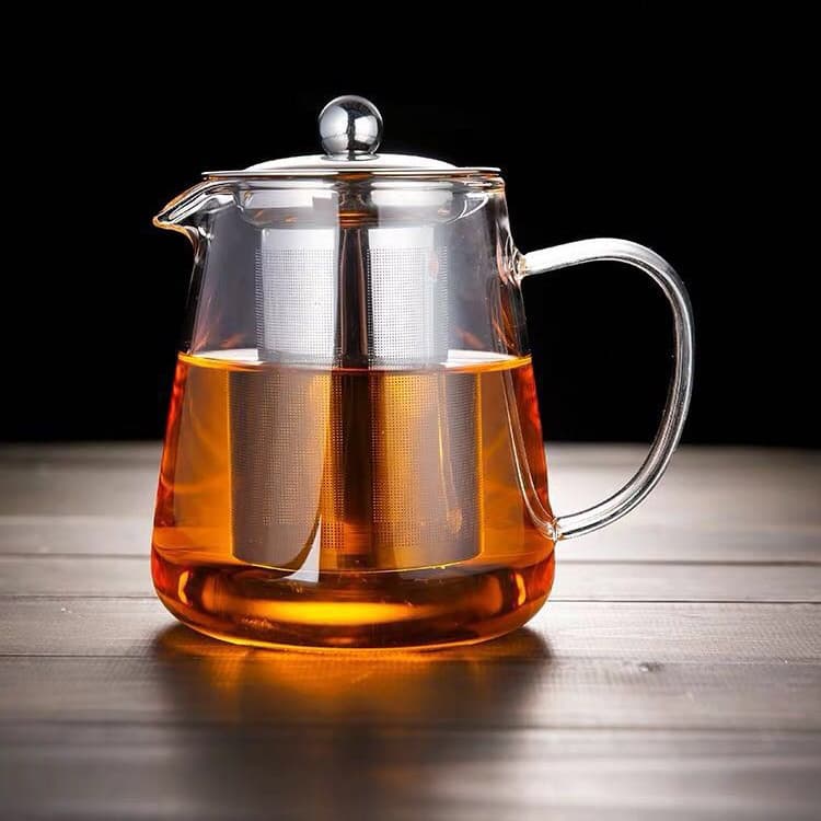High Borosilicate Glass Teapot Thickened Heat-Resistant Tea Brewing Pot Stainless Steel Filter Flower Teapot Kung Fu Tea Set Heat-Resistant Thickened