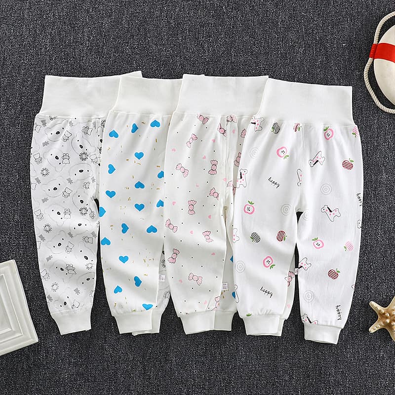 Baby Cotton High-Waist Protective Belly Pants, Newborn Two-Way Crotch Sleep Pants, Boys and Girls Thermal Pants, Children's High-Waist Pants Wholesale