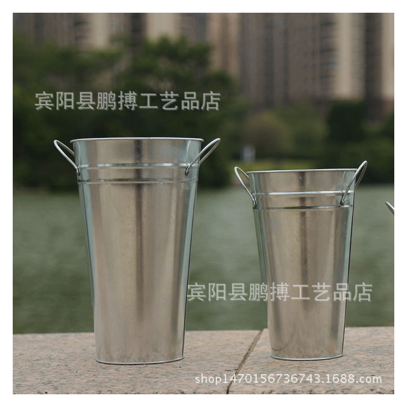 Factory Supply Flower Shop Tin Bucket Display Tin Vase Home Decoration Flower Bucket Chinese Style Iron Art