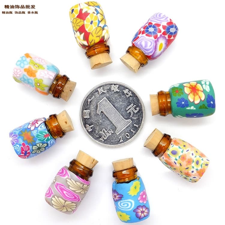 Night market supply all soft pottery essential oil necklace accessories essential oil bottle pendant aromatherapy bottle with cork diy essential oil bottle