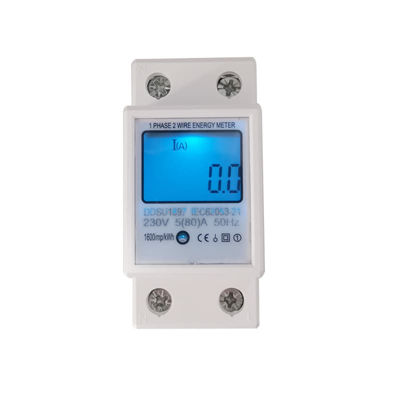Miniature single-phase rail-mounted 2P single-phase rail meter, electronic energy meter, 220V LCD digital display.