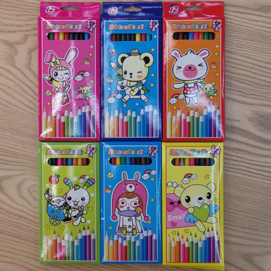 Factory export 12-color card color boxed colored pencil set wholesale for drawing