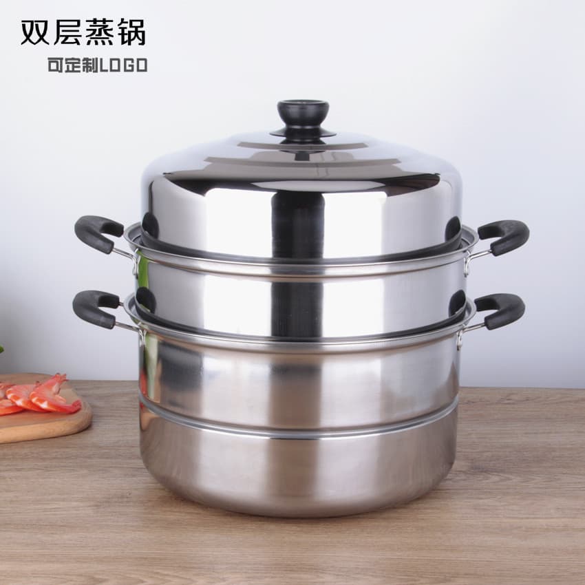Manufacturer's Thickened Stainless Steel Steamer Pot, Double-Layer Soup Steamer, 3-Layer Single/Double Rack Steamer Gift