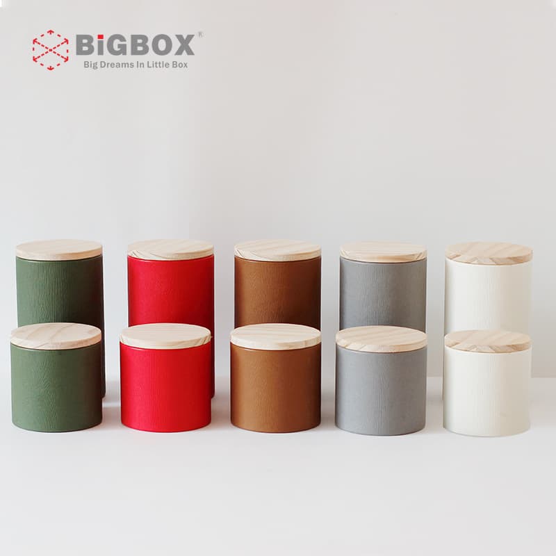 Textured Portable Travel Round Paper Tea Canister, Chinese Style Set for Pu'er and Longjing T34 Round Tea Canister