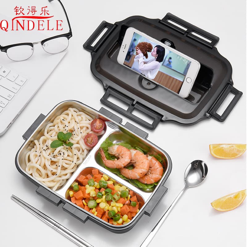 Insulated Stainless Steel Lunch Box with Silicone Seal Divided Compartments Food Container for Students Modern Simple Style