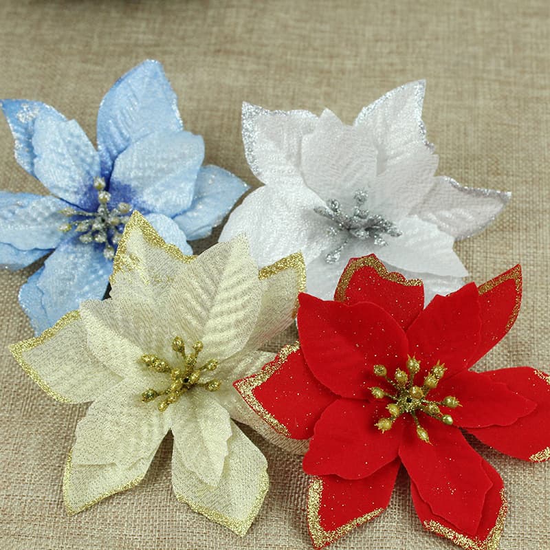 Christmas Gold Powder Edge Artificial Flower Christmas Wreath Accessories Artificial Flower Christmas Tree Decoration Wholesale