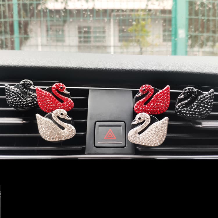 Car Swan Decorative Hanging Ornaments Alloy Embedded Diamond Air Outlet Perfume Clips Couple Gifts Fashionable Commute