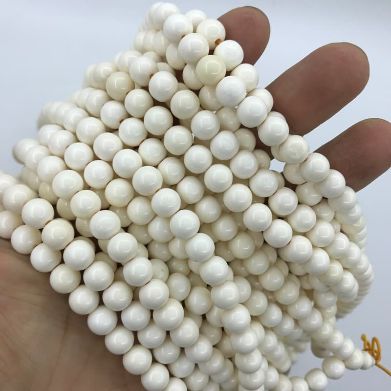 Ox Bone Buddha Bead Chain 108 Beads Diameter 0.8cm with Stupa Premium Round Bead Necklace Bracelet Ox Horn Necklace Wholesale