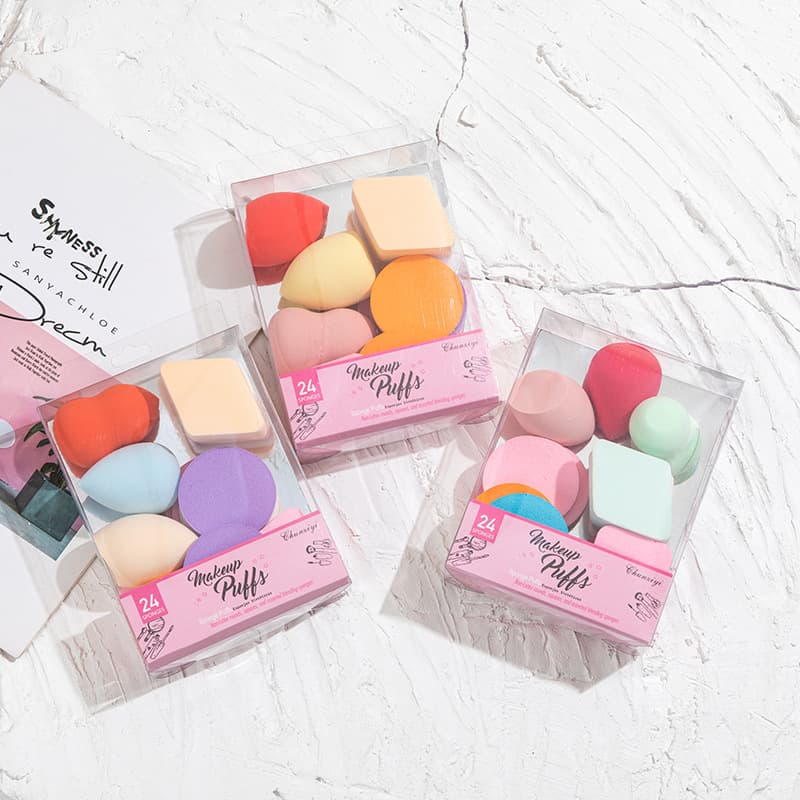 Beauty egg gourd water drop beveled puff combination set wet and dry non-latex makeup sponge 24 pieces gift box
