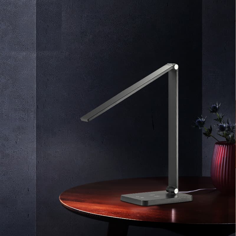 LED aluminum folding desk lamp with plug-in, dimmable, simple modern study lamp.