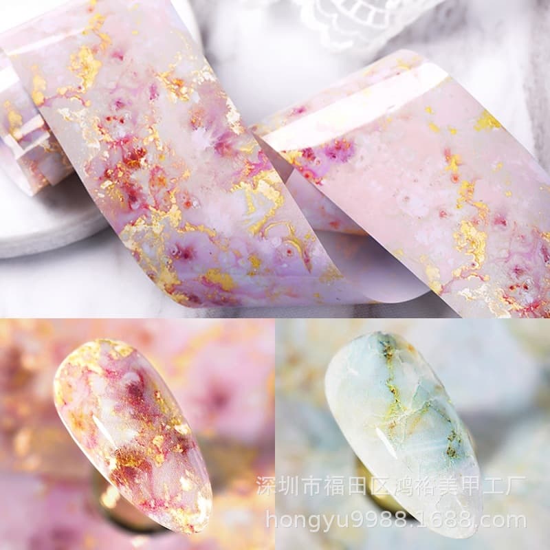 Ins style marbled nail art transfer paper blooming painted starry sky transfer nail sticker transfer glue decoration