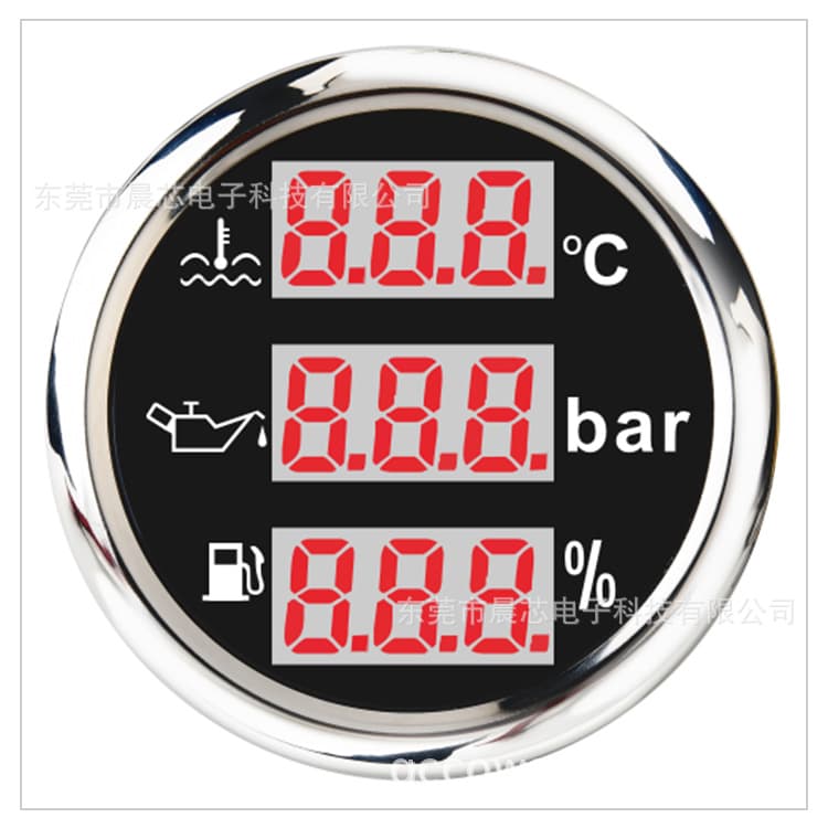 Smart Alarm Vehicle and Marine Engine Universal 3-in-1 Multi-Function Instrument Water Temperature Gauge Oil Pressure Gauge Fuel Level Gauge