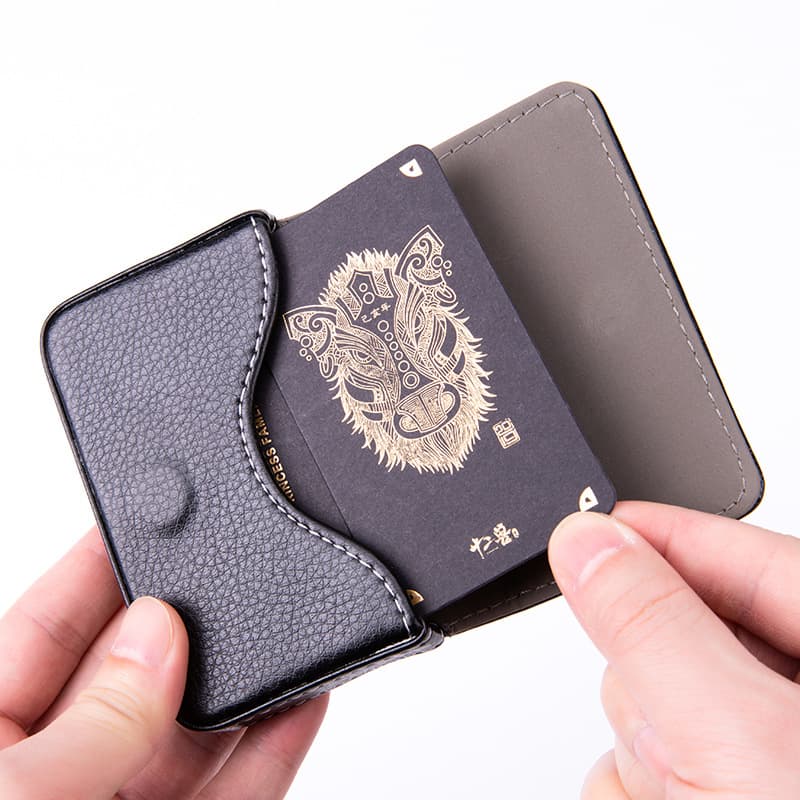 Cross-Border Hot Style Pu Leather Large-Capacity Business Card Box Business Men's Portable Moisture-Proof Business Card Holder Business Card Box