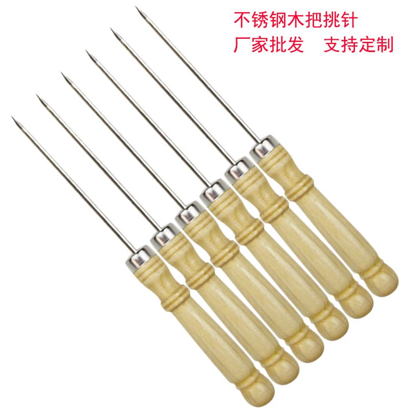 Egg waffle picks, special-shaped takoyaki short steel needles, barbecue needles with wooden handles, round skewers for meat, wholesale