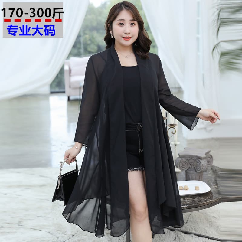 Plus Size Women's Outerwear Thin Chiffon Top 2020 Spring Summer New Edition Korean Style Casual Air-Conditioned Room Sun Protection Jacket 8123