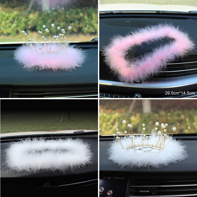 Pearl Crown Feather Phone Anti-Slip Pad, Creative Car Accessories Camellia Women's Vehicle Ornament Manufacturer