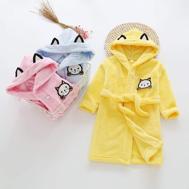 2021 Children's Homewear Boys and Girls Sleepwear Flannel Cartoon Kids Robe Bathrobe for Older Kids