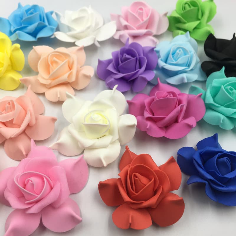 PE Rose Flower Head Calyx Simulated Floral Ball Accessories Wedding Supplies Lighting String Lights LED Rose Blossoms