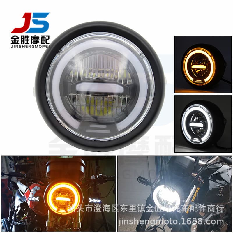 Export Custom Retro Motorcycle LED Daytime Running Light Ring Headlight for Harley Motorcycle Front Lamp
