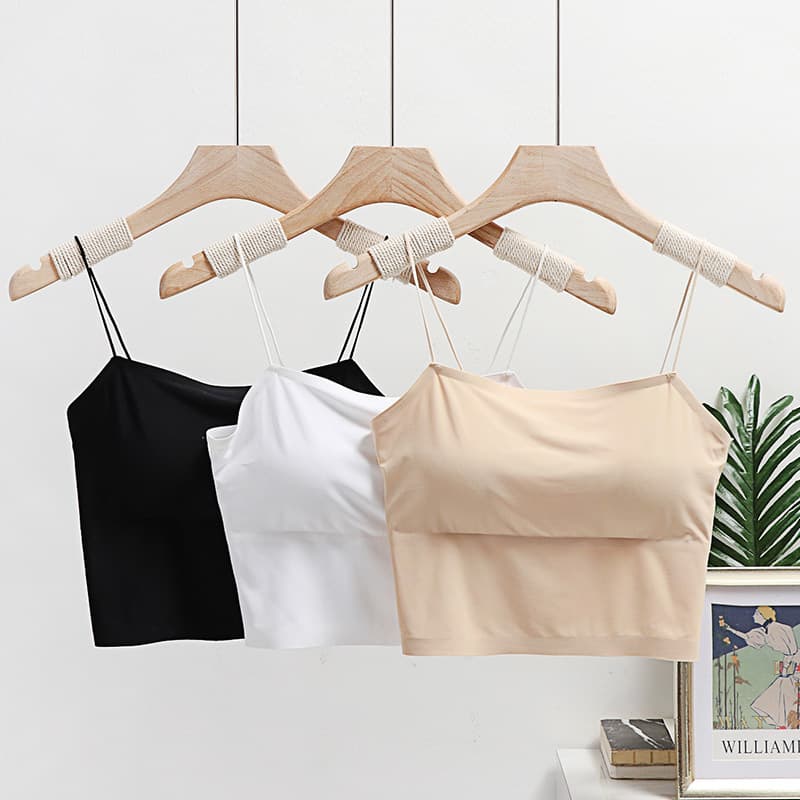 Ice Silk Seamless Beautiful Back Wrap Bra New Style with Pads Korean Bandeau One-Piece Strapless Tank Top Summer Sports Underwear for Women