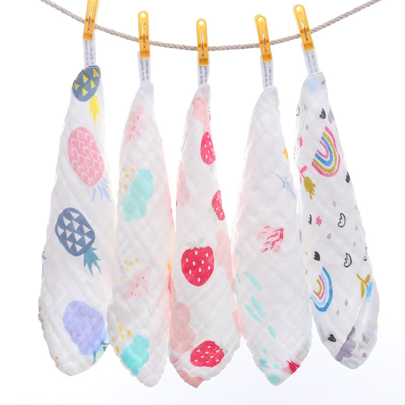 25*25 High-Density Six-Layer Baby Towel, Cartoon Printed Face Wash Cloth, Hand Towel, Foreign Trade Style