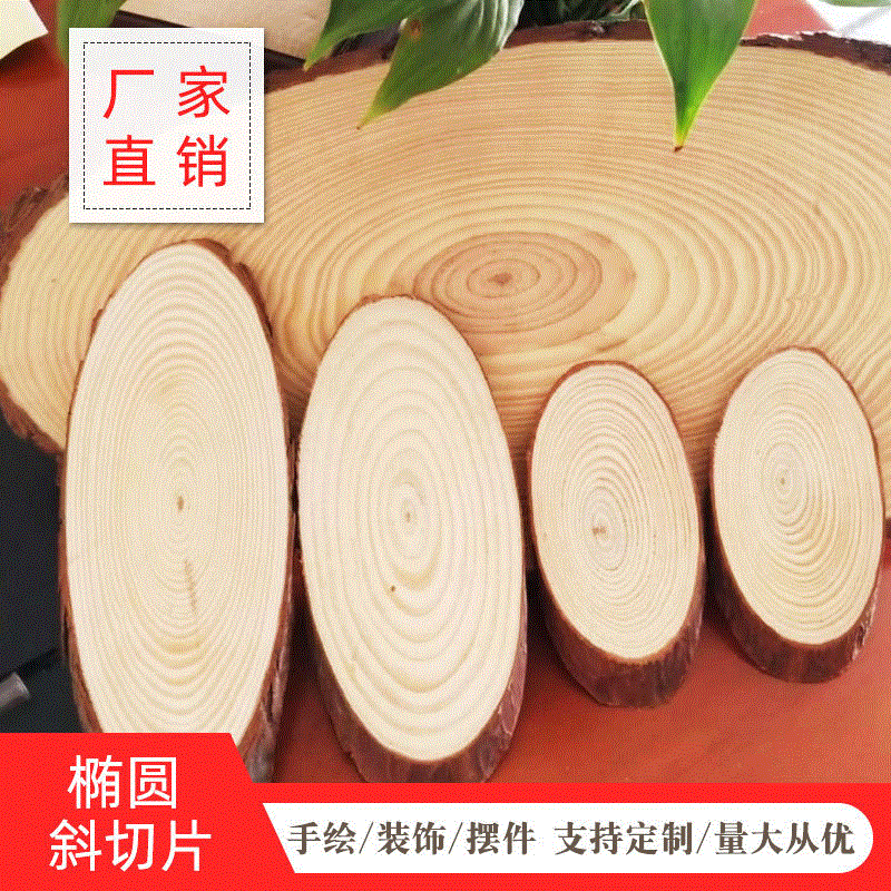 Oval diagonal slices, shooting props, background wall decoration, log oval slices, DIY graffiti log slices