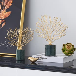 Nordic Luxury Metal Home Decorative Craft Living Room Gold Coral High-end Decoration Figurine Wholesale Factory