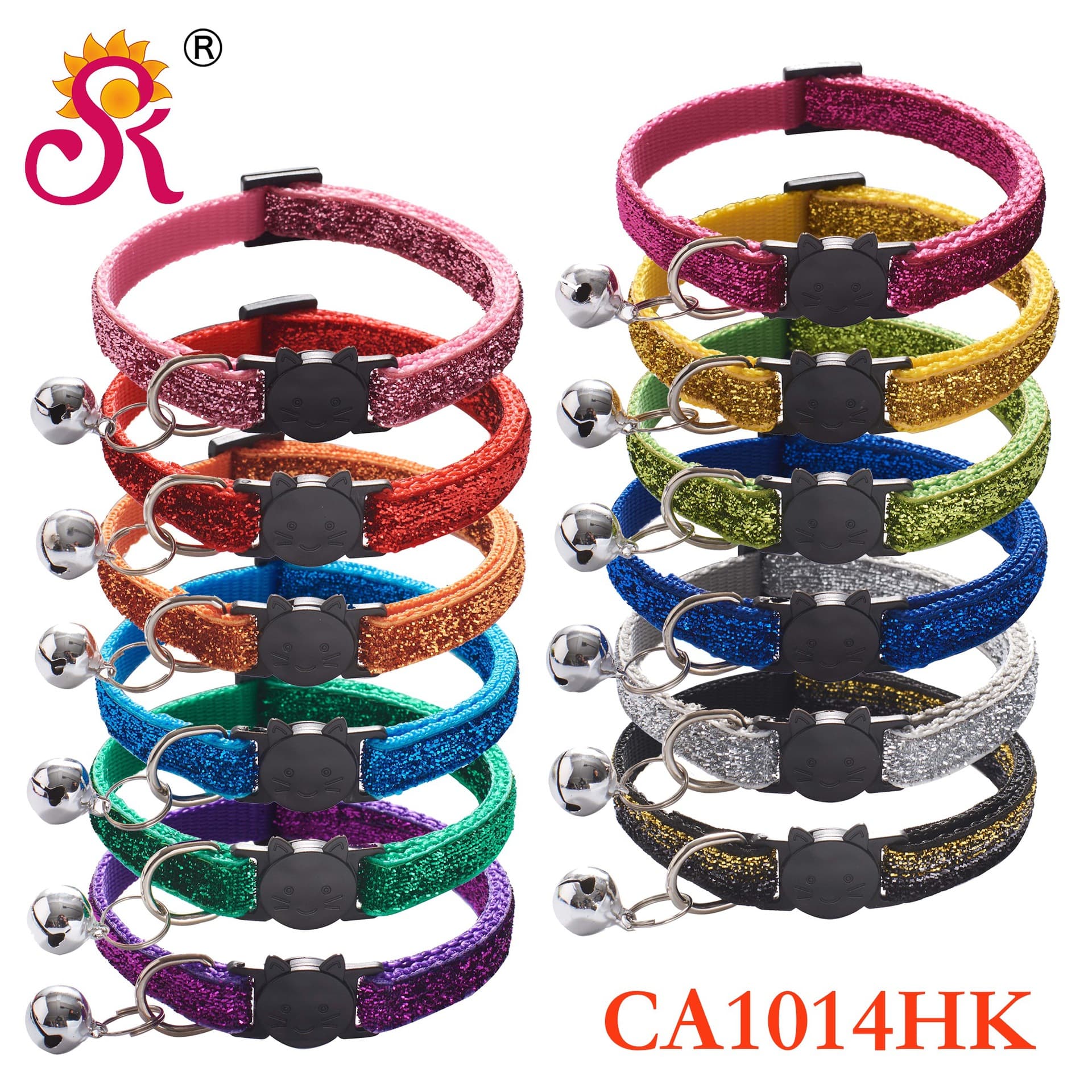 CA1014HK Colorful Cat Buckle 1.0 Cat Head Safety Buckle Collar Cat Collar Pet Cat Dog Bell Collar In Stock