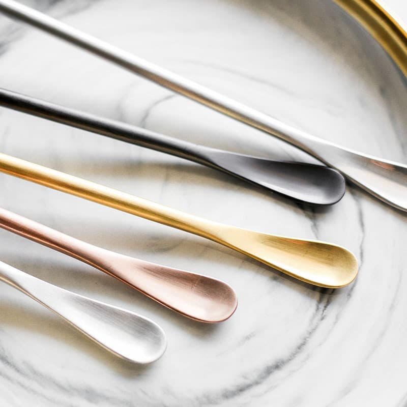 Stirring stick, Starbucks-style spoon, glass stirring tool, 304 stainless steel fruit pick, coffee sampling spoon/round stick