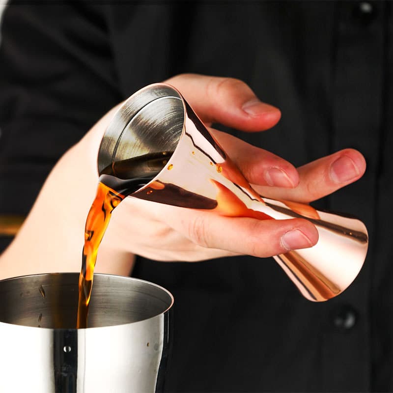 Stainless Steel Engraved Jigger with Measurement Lines, One-Piece Construction, Ounce Cup, Bar Cocktail Measuring Cup