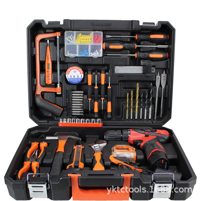 Manual and Electric Tool Kit Set Lithium Battery Model Handheld Multi-Function Repair Group Box Set Home Use Hand Tools Set