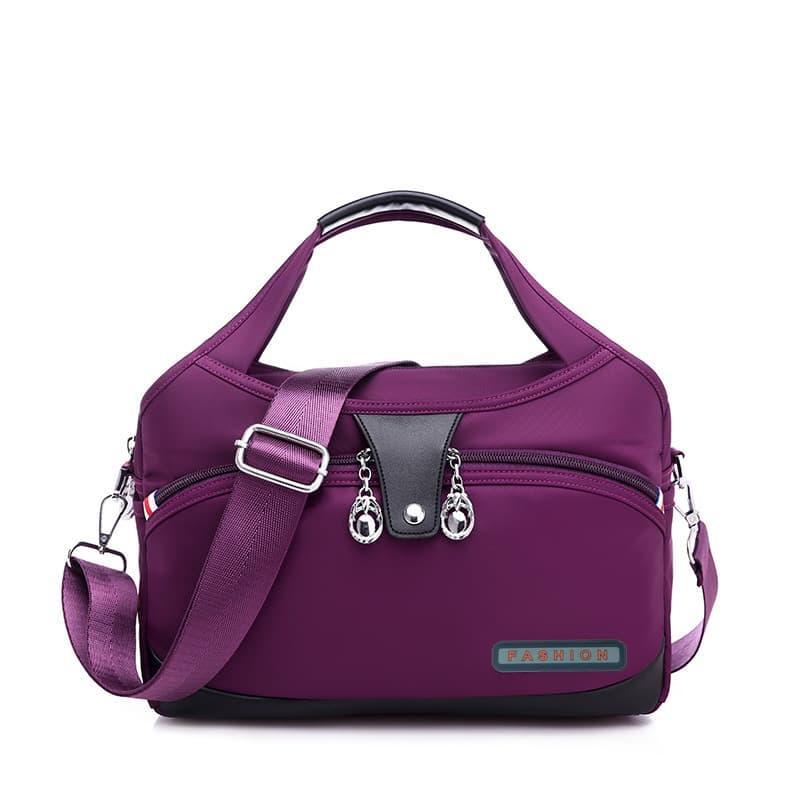 Casual Oxford Cloth Ladies Shoulder Bag Trendy Simple Crossbody Handbag City Style Lock Buckle Zipper Closure Polyester Lining