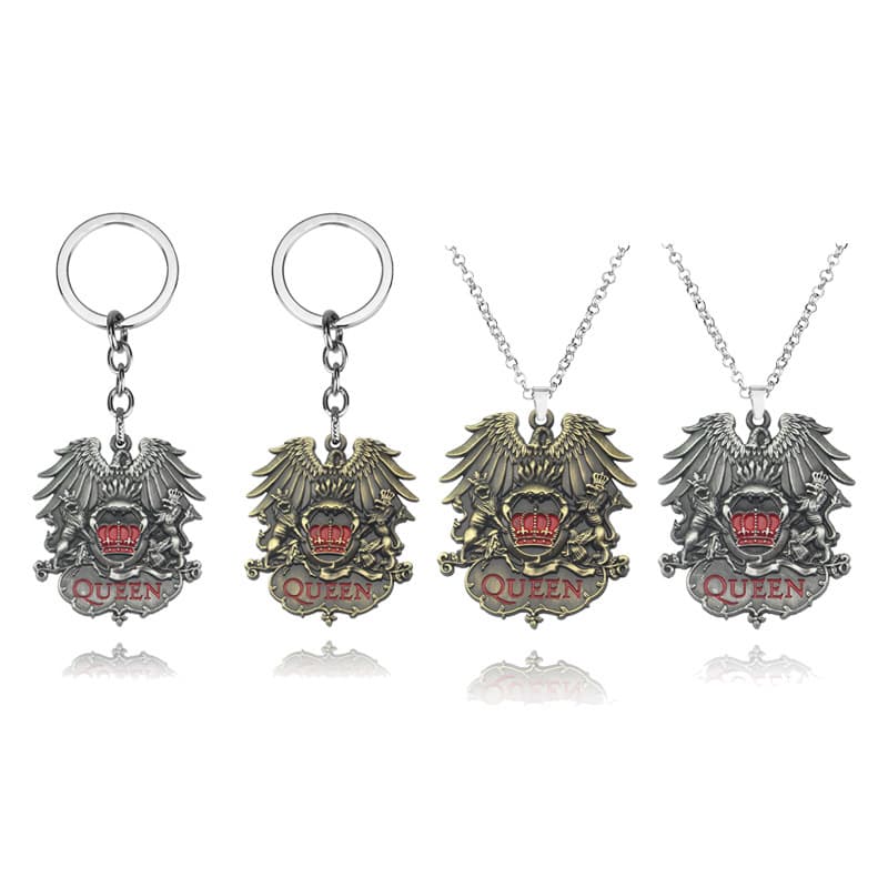 AliExpress hot sale British rock band Queen Queen keychain pendant fan commemorative necklace