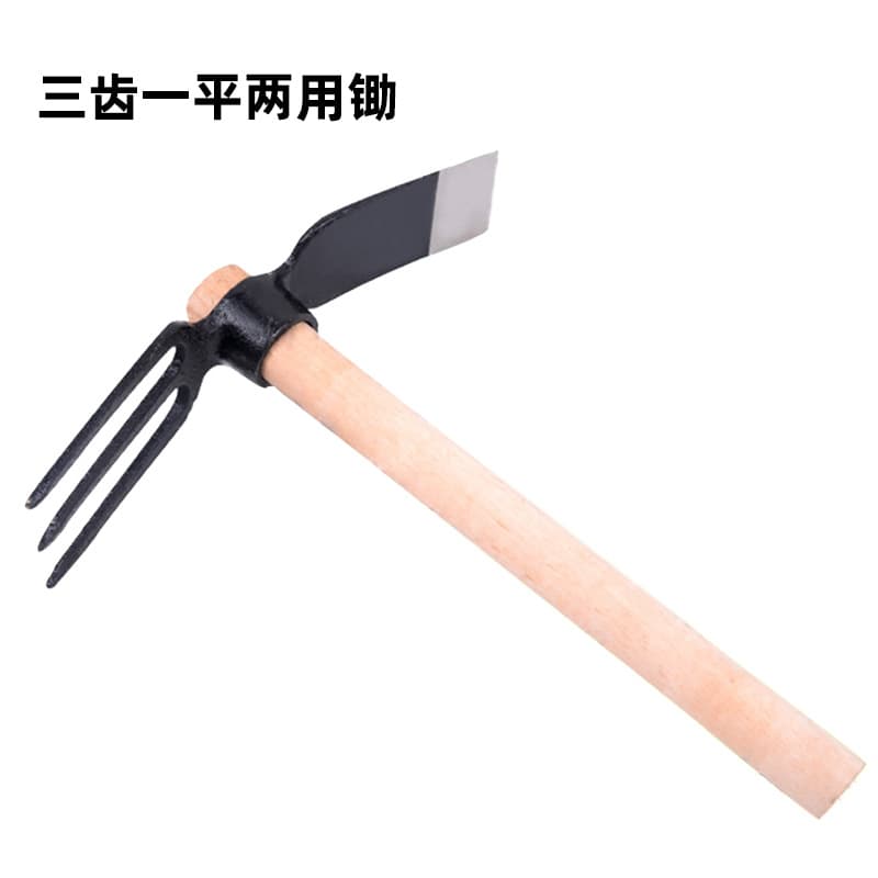 Factory Direct Garden Tool Rake 3-Tine Soil Loosening Seeding Long Wooden Handle Rake Leaf Rake Grass Rake Turning Soil