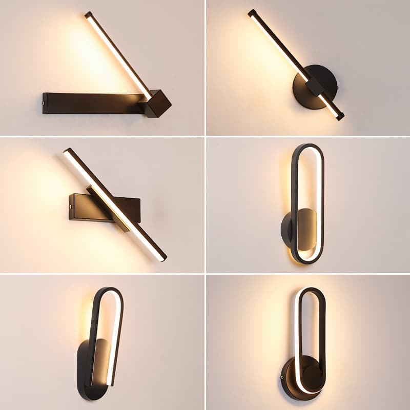 LED Modern Minimalist Wall Lamp in Gold, Black and White Nordic Creative Living Room Background Wall Light for Bedroom Bedside