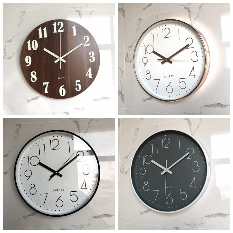 12-inch clock digital wall clock living room home silent home quartz clock luminous wall clock round hanging
