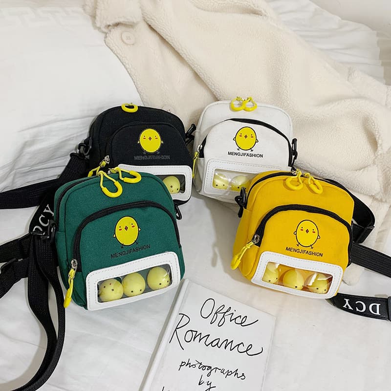New Canvas Bag Children's Korean Style Versatile Single Shoulder Bag Ins Super Hot Internet Celebrity Little Yellow Chick Cute Pet Crossbody Small Bag for Women