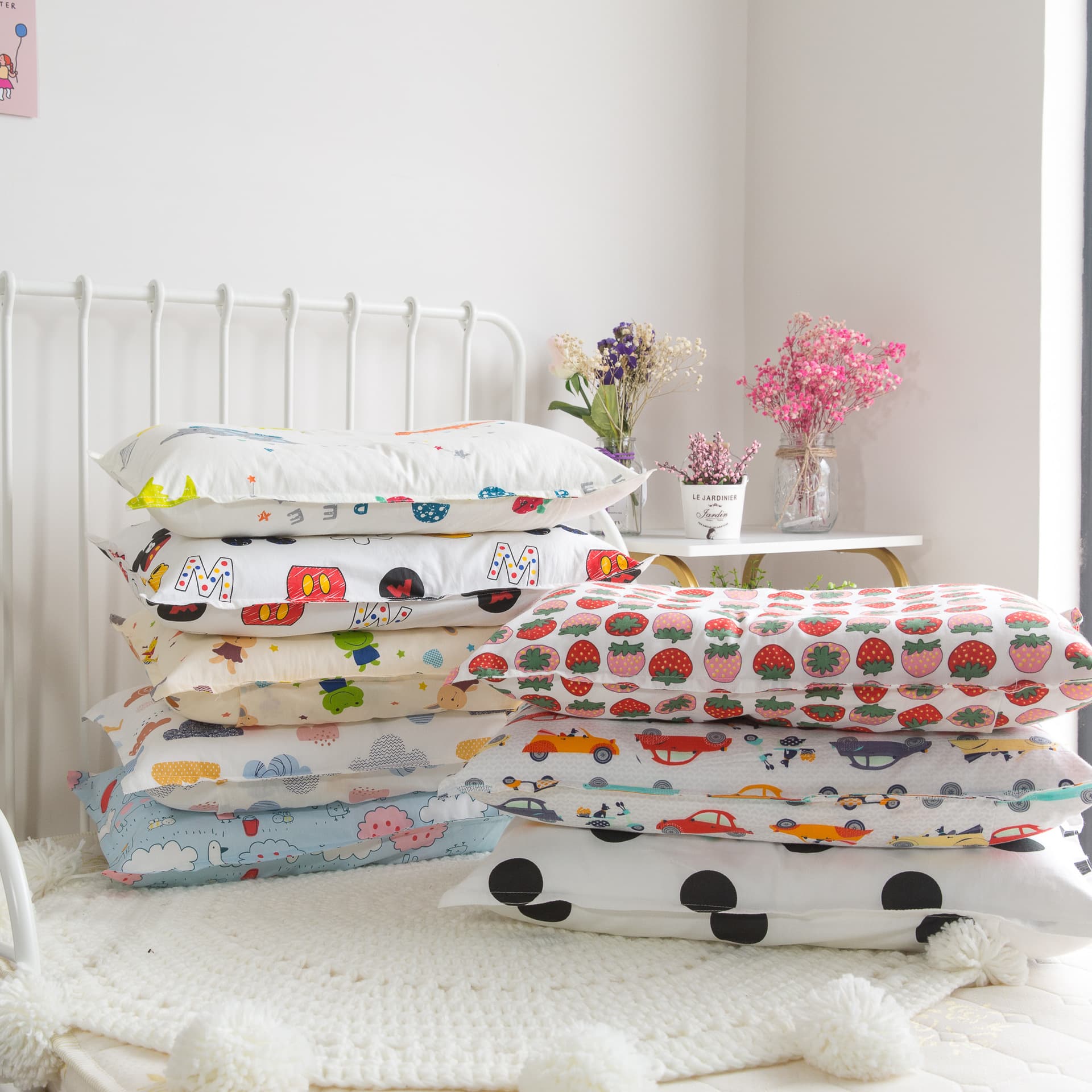 Factory Special Cartoon Baby Pillowcase, All-Cotton Children's Pillow Core, 30x50 Kindergarten Pillowcase with Free Shipping