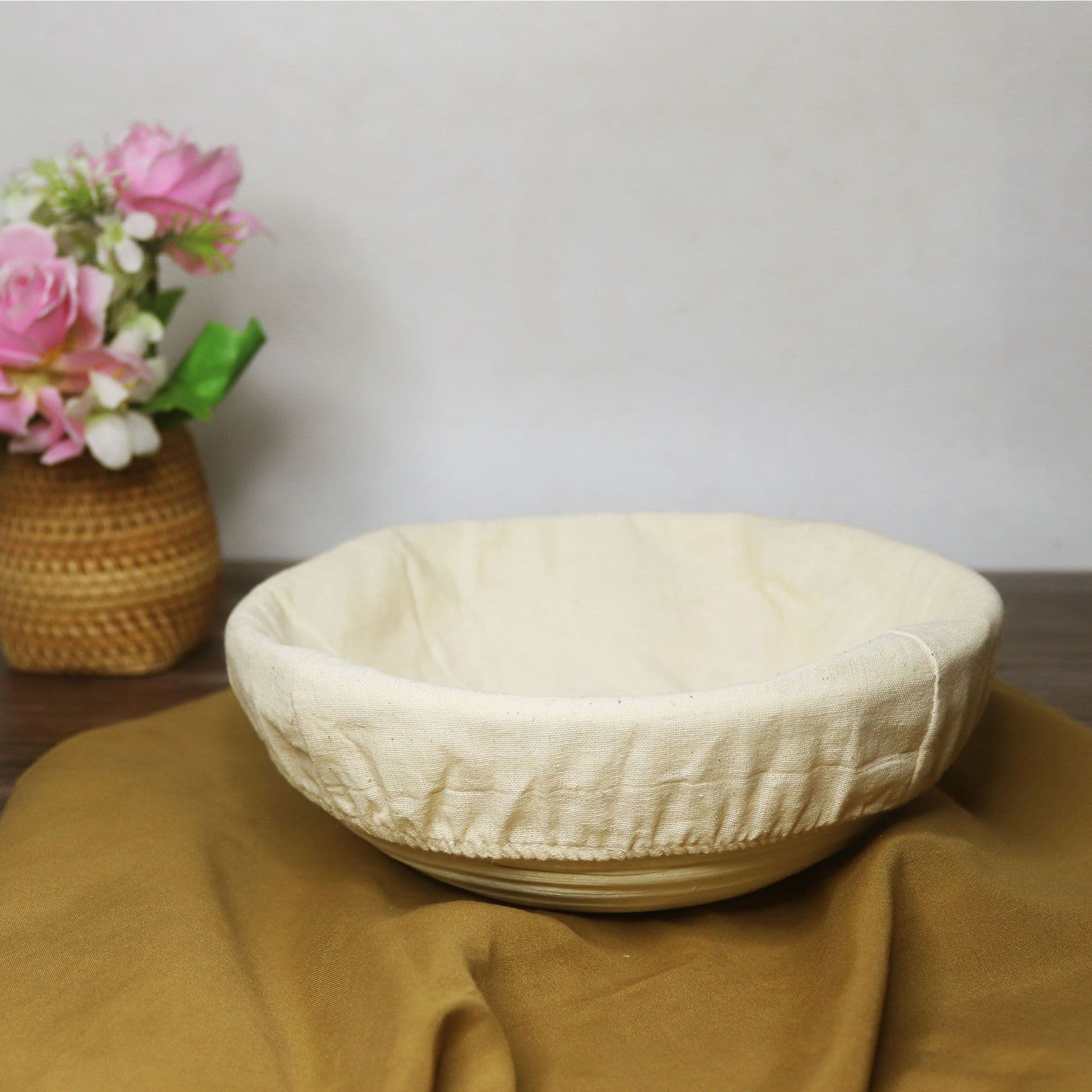 Handwoven Fermentation Bowl, Rattan Weaving Fermentation Bowl, American Country Style Rattan Round Bread Bowl