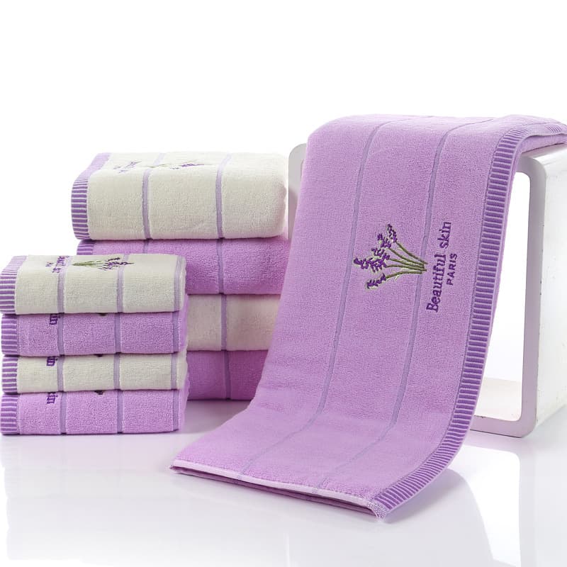 Gaoyang manufacturer daily towel gift set, lavender purple pure cotton soft absorbent facial towel wholesale