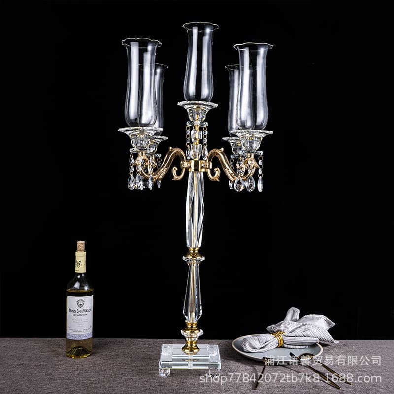 European crystal metal glass candle holder wedding wedding candle holder birthday banquet model room hotel soft decoration candle holder